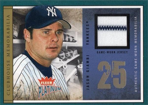 Jason Giambi Player Igrani Jersey Patch Baseball Card 2004 Fleer Platinum Clubhouse Memorabilia clujg Pinstripe - MLB igra korištena