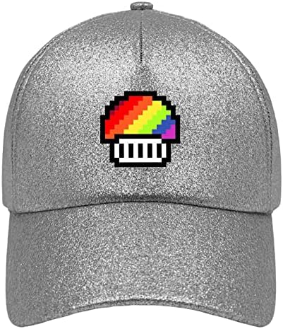 Baseball Hat Pixel Rainbow gljiva tata kape za dječake smiješne kape Podesiva svjetlucava pjena za poklon