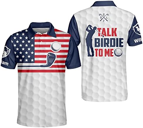 Lasfour Personalizirane smiješne košulje za golf za muškarce, lude košulje za golf za muškarce Amerika zastave muške košulje za golf