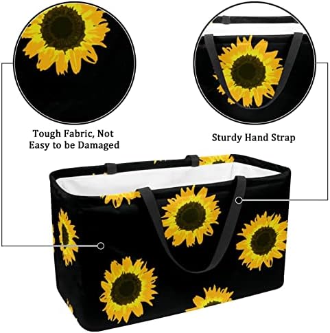 JDEZ Shopping košarica Žuti uzorci suncokreta uzoraka za višekratnu uporabu košara za pranje rublja prijenosna torba
