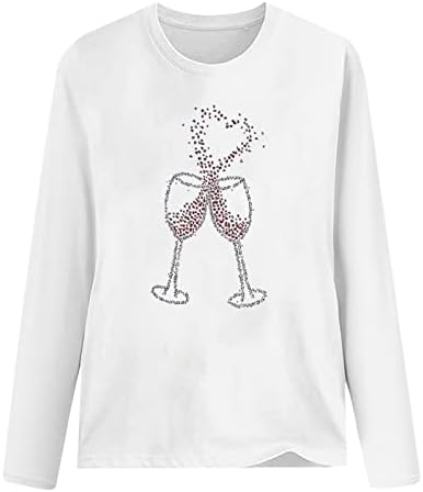 Valentinovo okrugli vrhovi vrata za žene vintage vino čaša za tisak majica bluze vanjski prozračni pamučni džemper