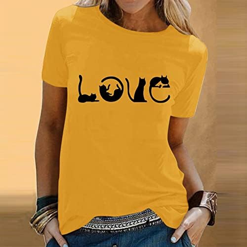 Majica za žene Ljetne ženske proljetne ljetne mačke tiskane kratke rukave o vratu majicu gornje košulje za rukave