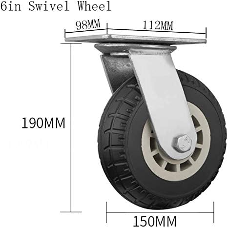 LUMECUBE Teških industrijskih kotača Swivel Wheels Gumeni kotač 2 s kočnicama 2 Nema kočnica, bez buke punjenja 750 kg prikladno za