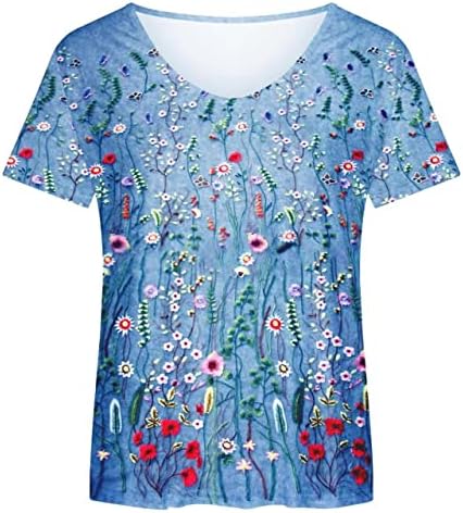 Ženske majice kratkih rukava s okruglim vratom modne majice s printom Plus Size ljetne Ležerne bluze od tunike širokog kroja