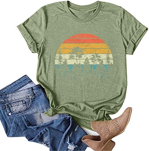 Ženske košulje s dugim rukavima ženska ležerna Vintage sunčana majica s printom za kampiranje jednobojna Kratka Ženska ljetna majica