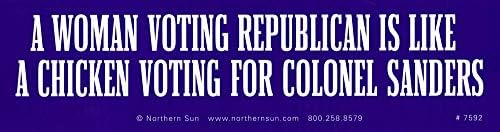 Sjeverno sunce Žena koja glasa republikanac je poput pilećeg glasovanja za pukovnika Sandersa - naljepnica magnetskog odbojnika/magnet