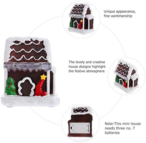 Nuobesty božićna mini kuća Svjetla minijaturna kuća snijeg prekrivena božićno selo Osvjetljavanje Djeda Mraza Xmas Mini House ukras