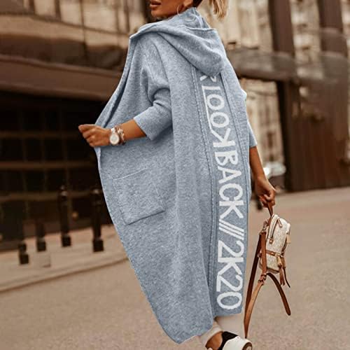 Predimenzionirani ležerni ispis kardigan za žene labave kapuljače s dugim rukavima nadilazi dužina kaputa 2022 zimska faddish bluza